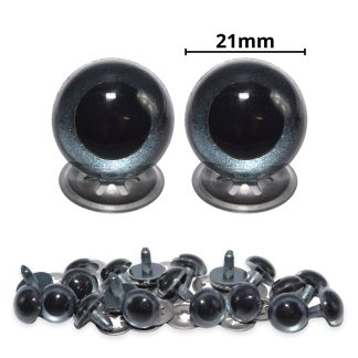 21mm Grey Blue Pearl Crystal Eyes with Metal Backs