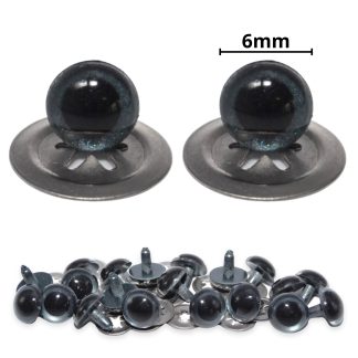 6mm Grey Blue Pearl Crystal Eyes with Metal Backs