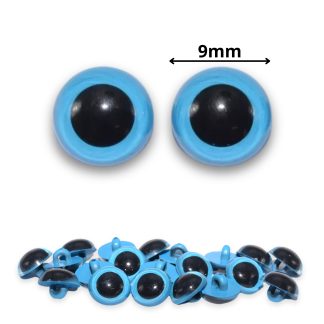 Sew On - 9mm Blue Half Round Button Eyes for Teddy Bear/Animal Soft Toy Making