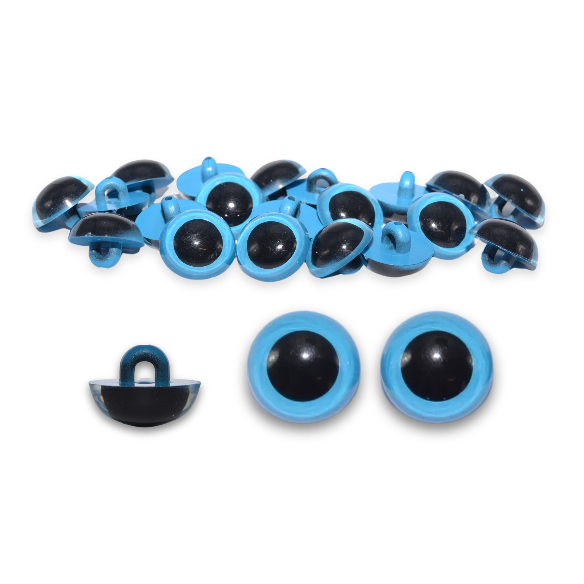 Sew On - 10.5mm Blue Half Round Button Eyes for Teddy Bear/Animal Soft Toy Making - Image 2