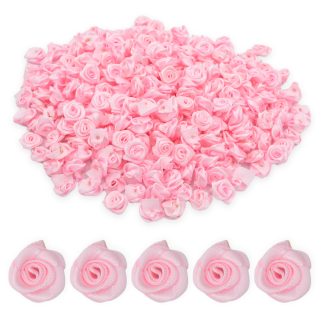 Baby Pink 15mm Satin Ribbon Roses