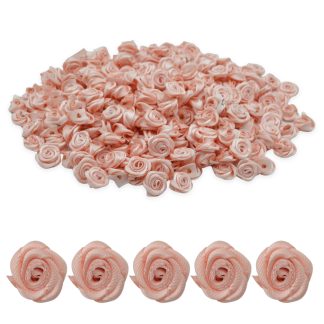 Blush 15mm Satin Ribbon Roses