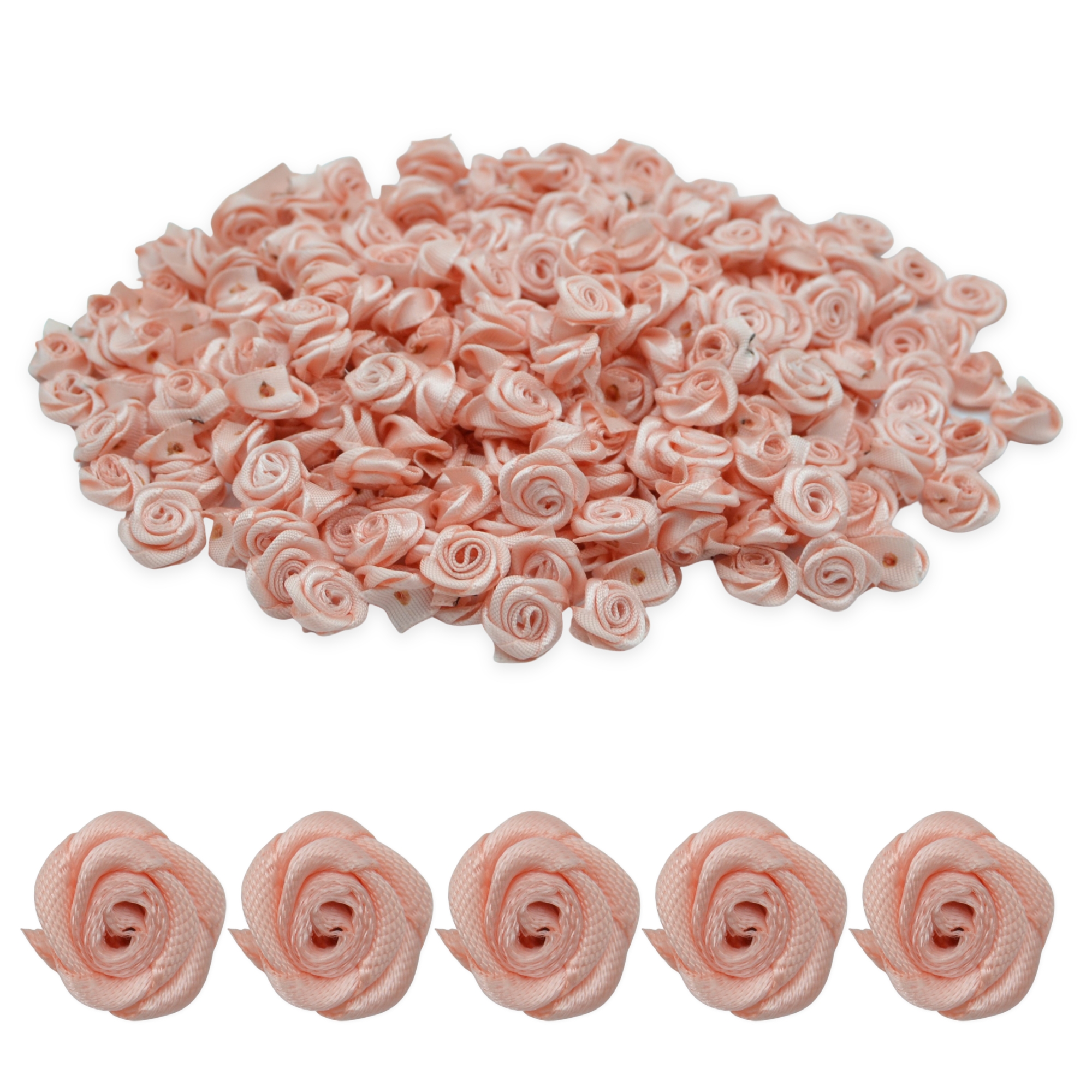 Blush 15mm Satin Ribbon Roses