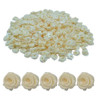 Cream 15mm Satin Ribbon Roses