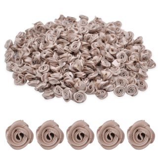 Fawn Beige 15mm Satin Ribbon Roses