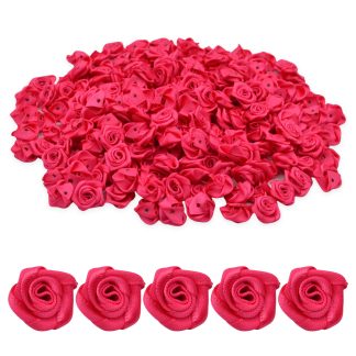 Fuchsia 15mm Satin Ribbon Roses