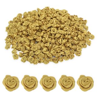 Gold 15mm Satin Ribbon Roses