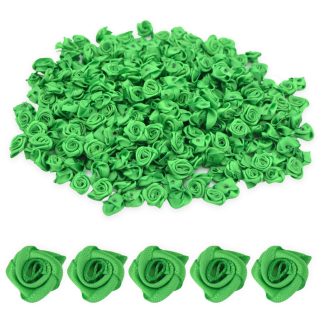 Green 15mm Satin Ribbon Roses