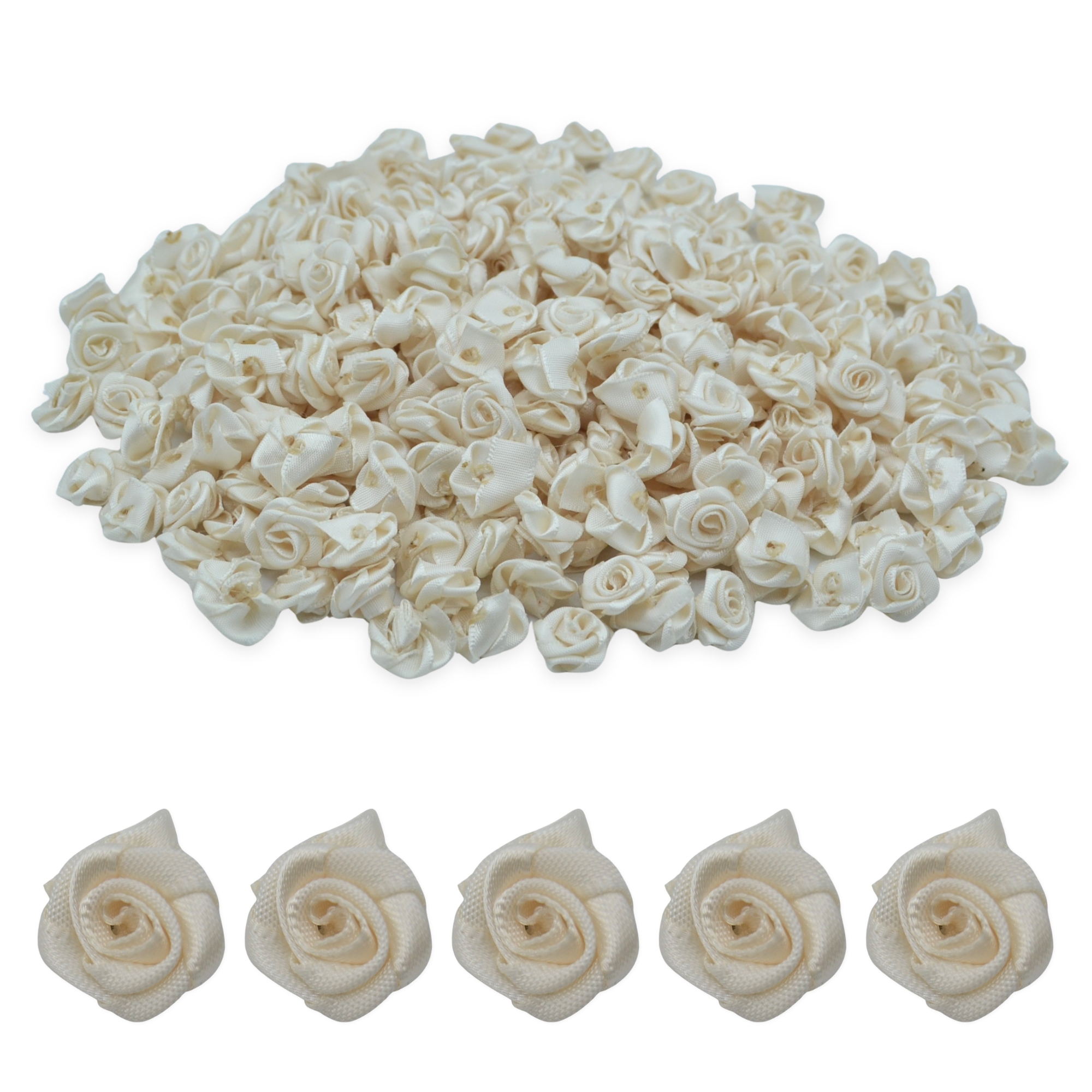 Ivory 15mm Satin Ribbon Roses