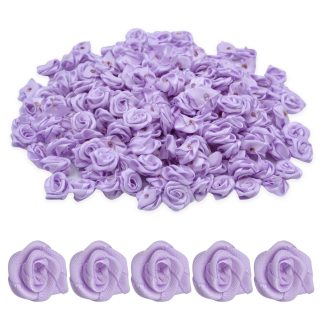 Lilac 15mm Satin Ribbon Roses
