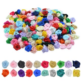 Mixed Colours 15mm Satin Ribbon Roses
