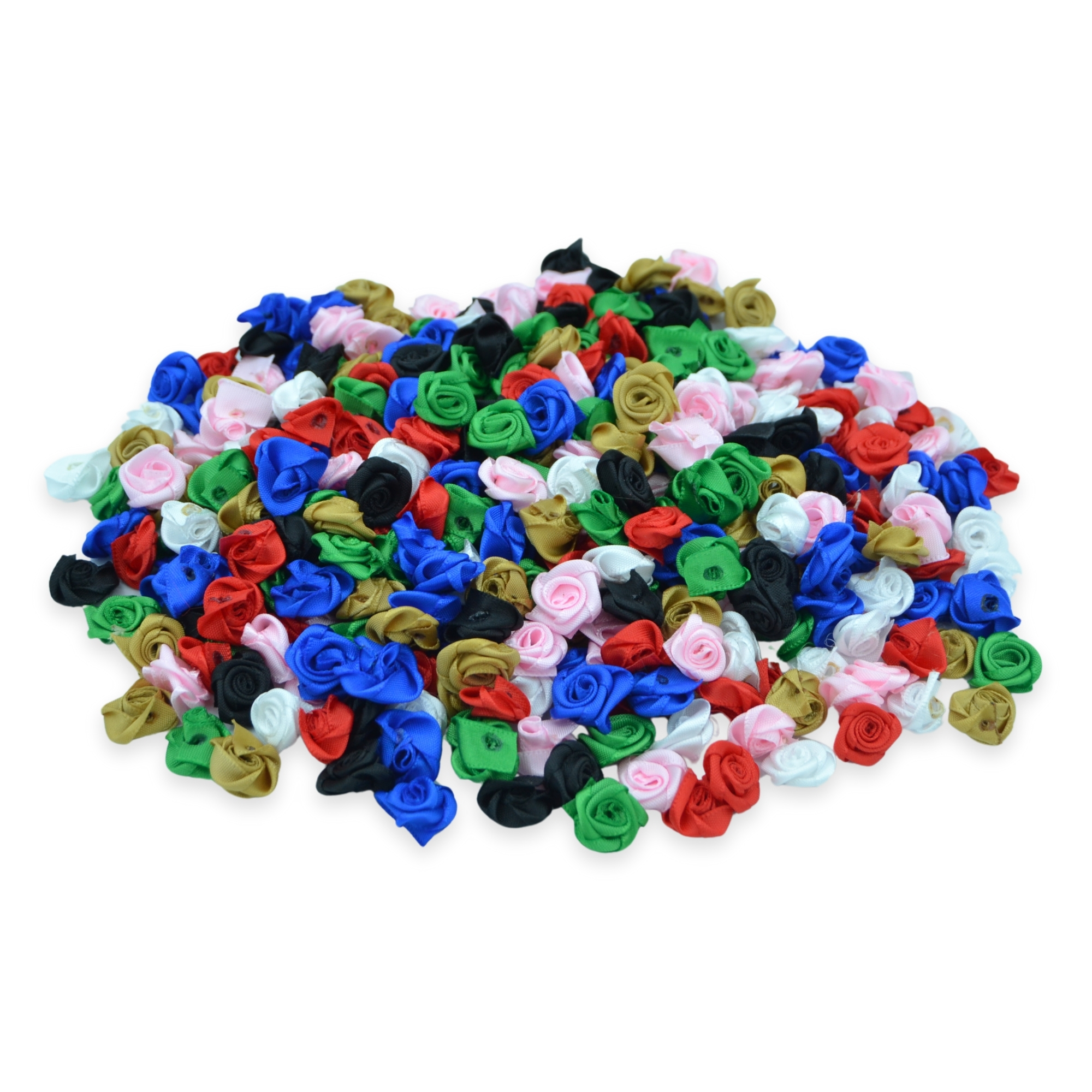 15mm Mixed Colours Ribbon Roses