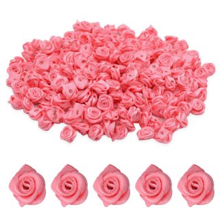 Pink 15mm Satin Ribbon Roses