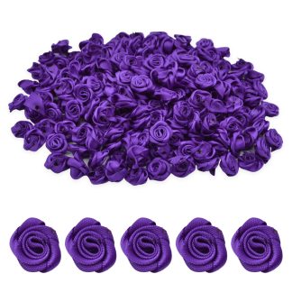 Purple 15mm Satin Ribbon Roses