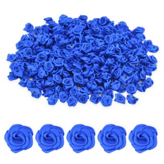 Royal Blue 15mm Satin Ribbon Roses