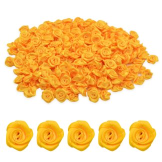Sunflower 15mm Satin Ribbon Roses
