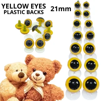 21mm Yellow Dome Eyes with Plastic Backs
