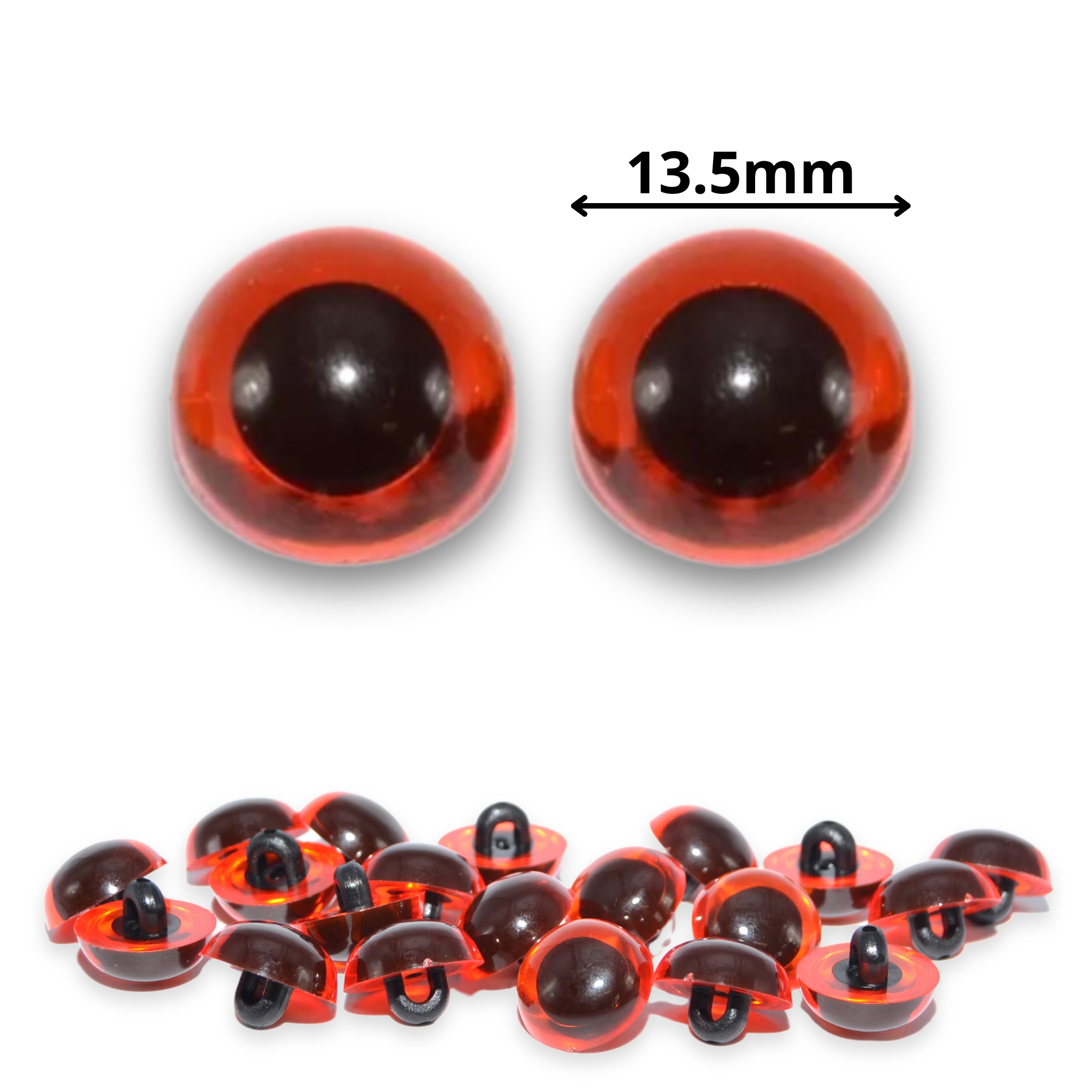 Sew On - 13.5mm Amber Half Round Button Eyes for Teddy Bear/Animal Soft Toy Making