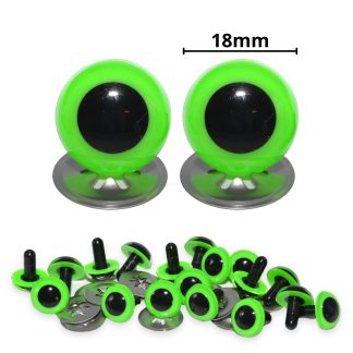 18mm Bright Green Eyes with Metal Backs