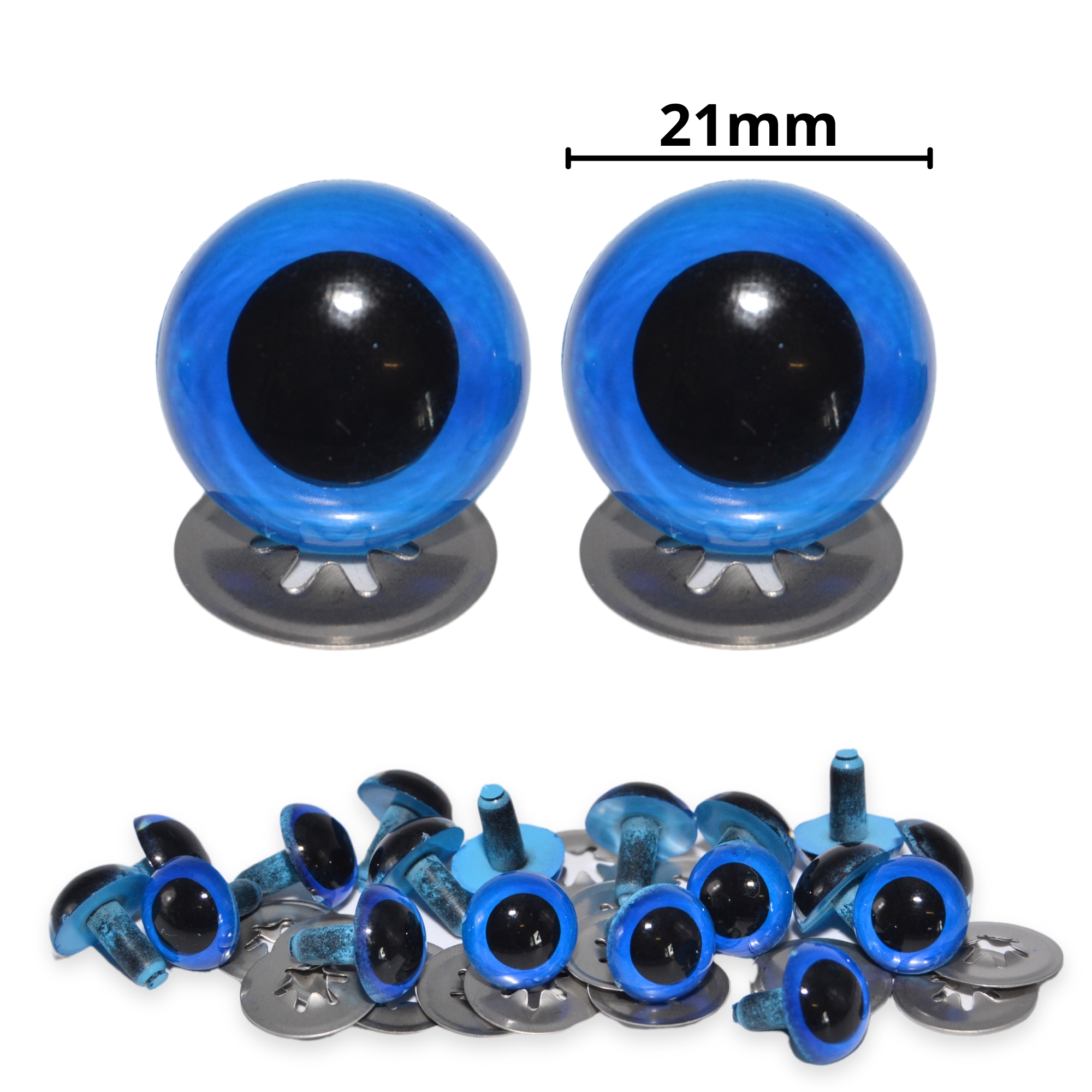 21mm Royal Blue Eyes with Metal Backs