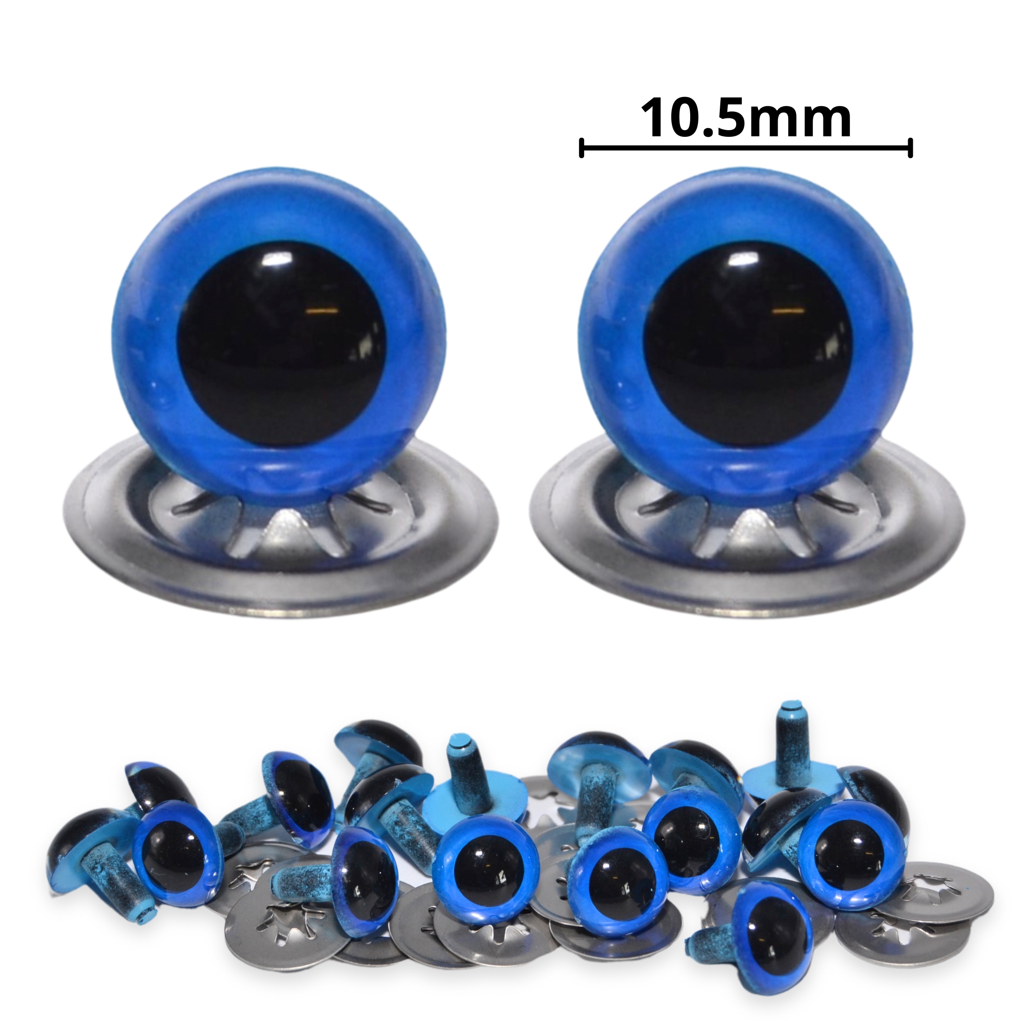 10.5mm Royal Blue Eyes with Metal Backs