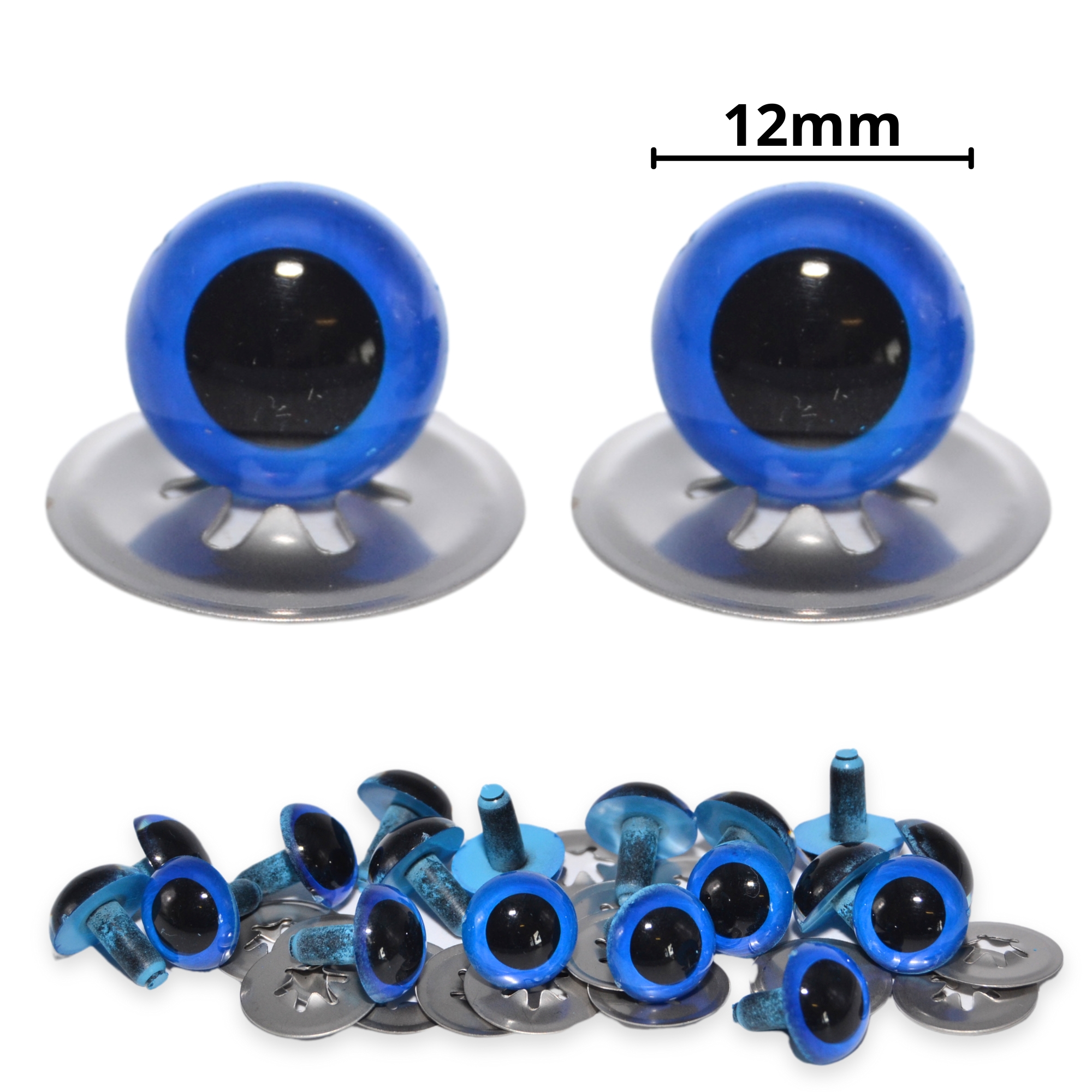 12mm Royal Blue Eyes with Metal Backs