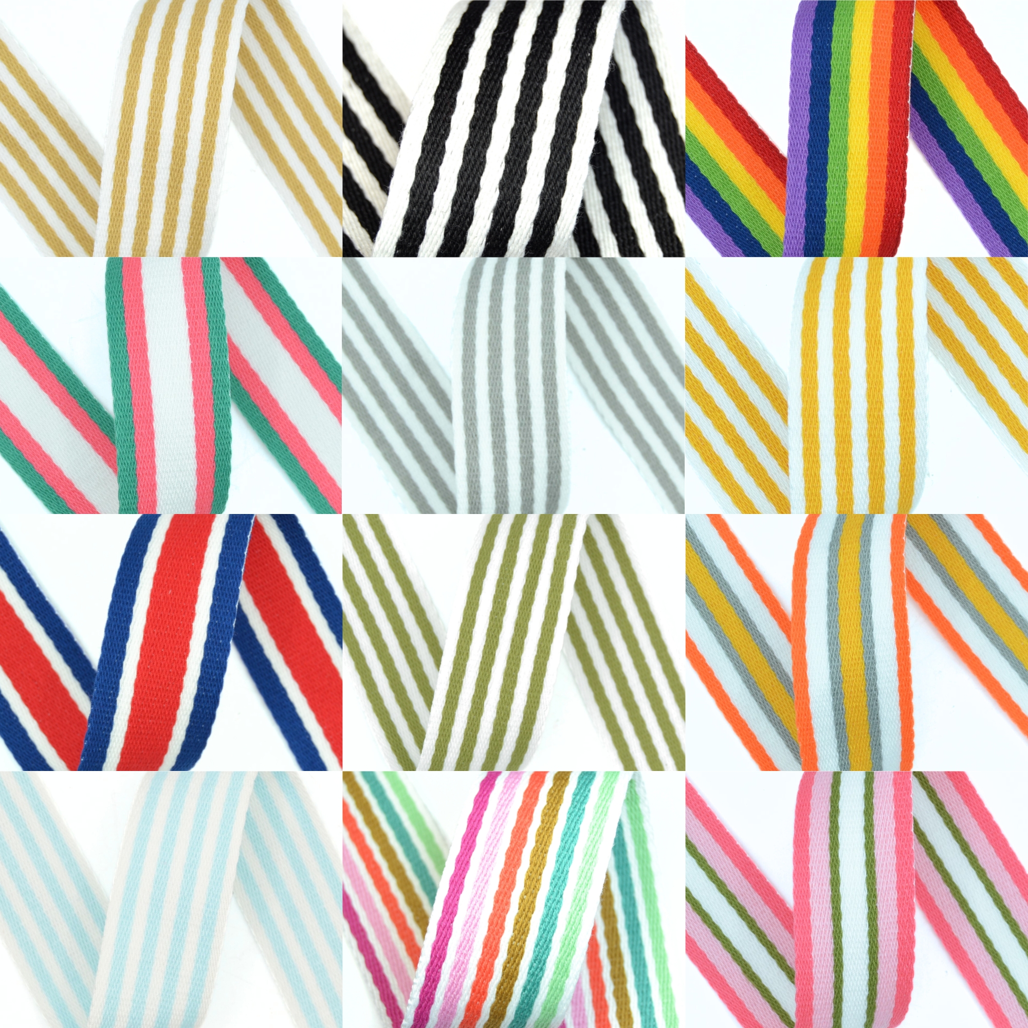 Olive 118 Polyester Mix Striped Webbing - 38mm Width - Image 2