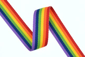 Bright Rainbow Polyester Mix Striped Webbing - 38mm Width