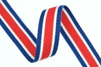 Navy Red Mix Polyester Mix Striped Webbing - 38mm Width