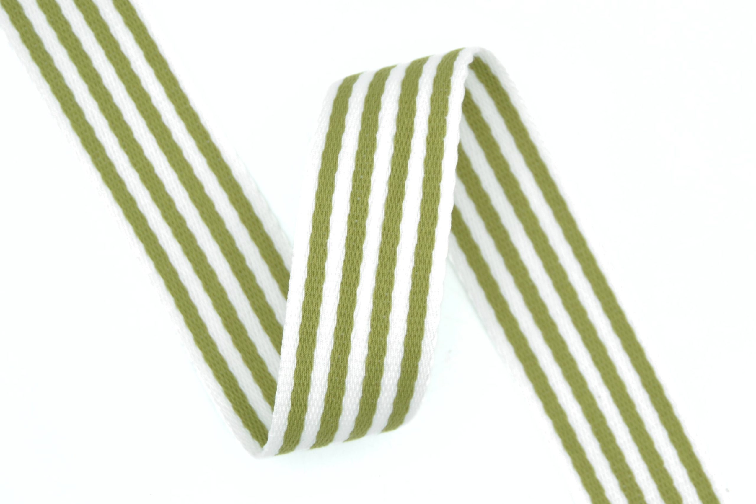 Olive 118 Polyester Mix Striped Webbing - 38mm Width