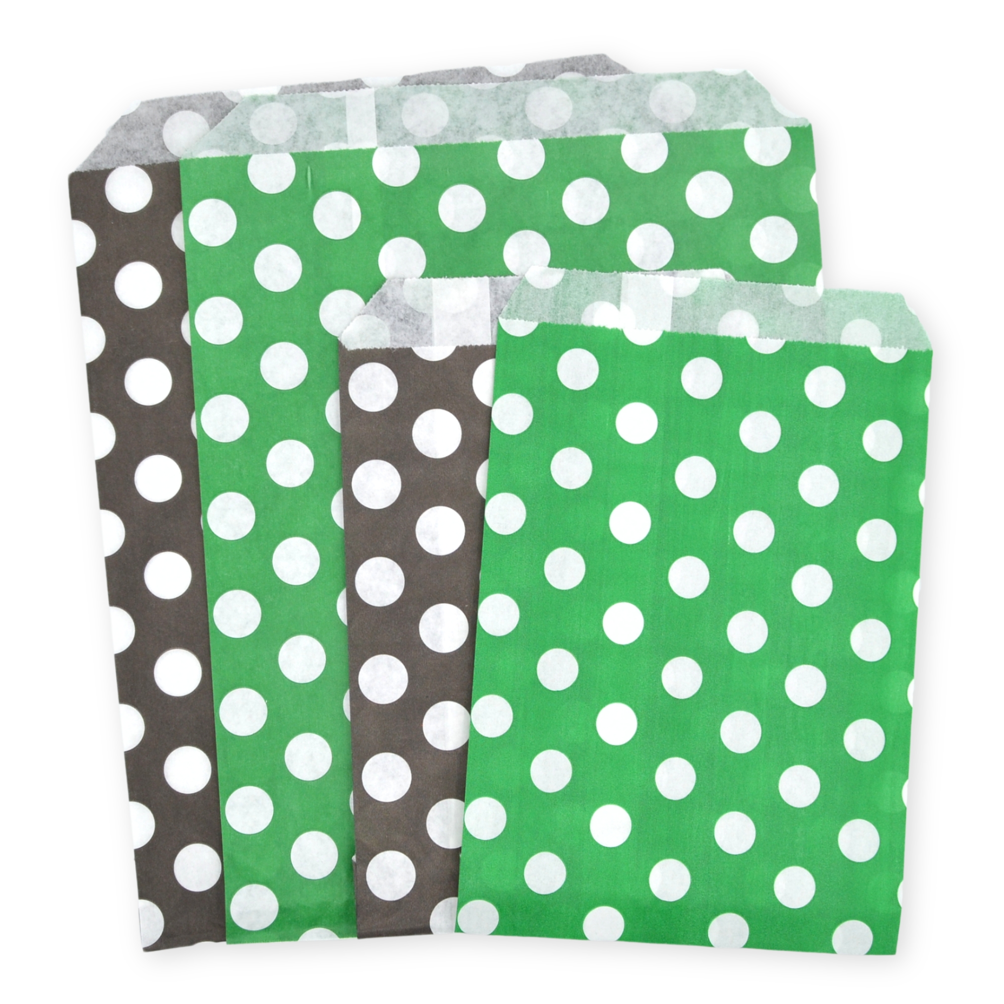 7" x 9" Black & Green Polka Dot Paper Sweet Party Bags Halloween Mix - Image 2