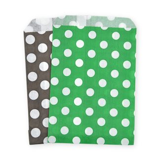 5" x 7" Black & Green Polka Dot Paper Sweet Party Bags Halloween Mix