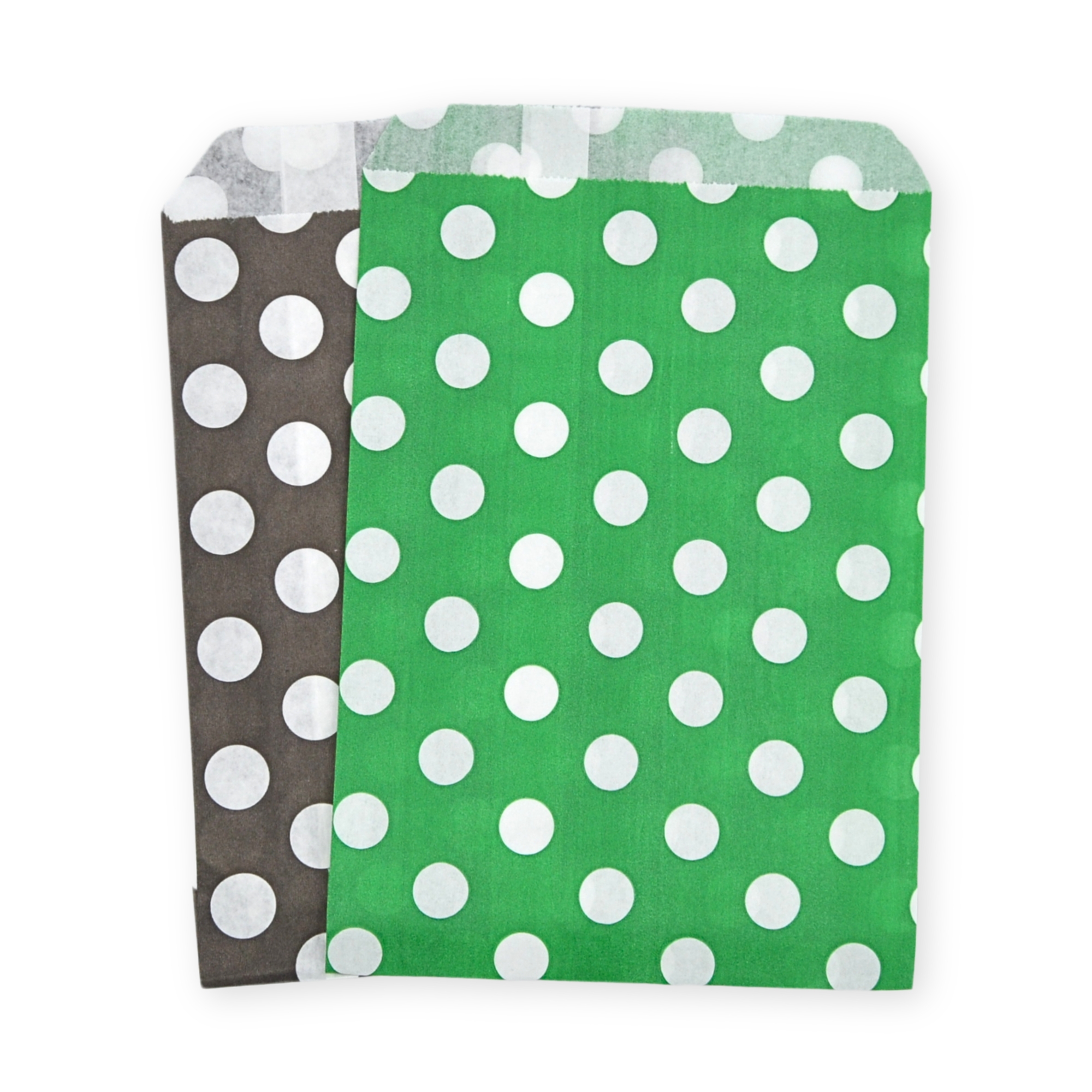 7" x 9" Black & Green Polka Dot Paper Sweet Party Bags Halloween Mix