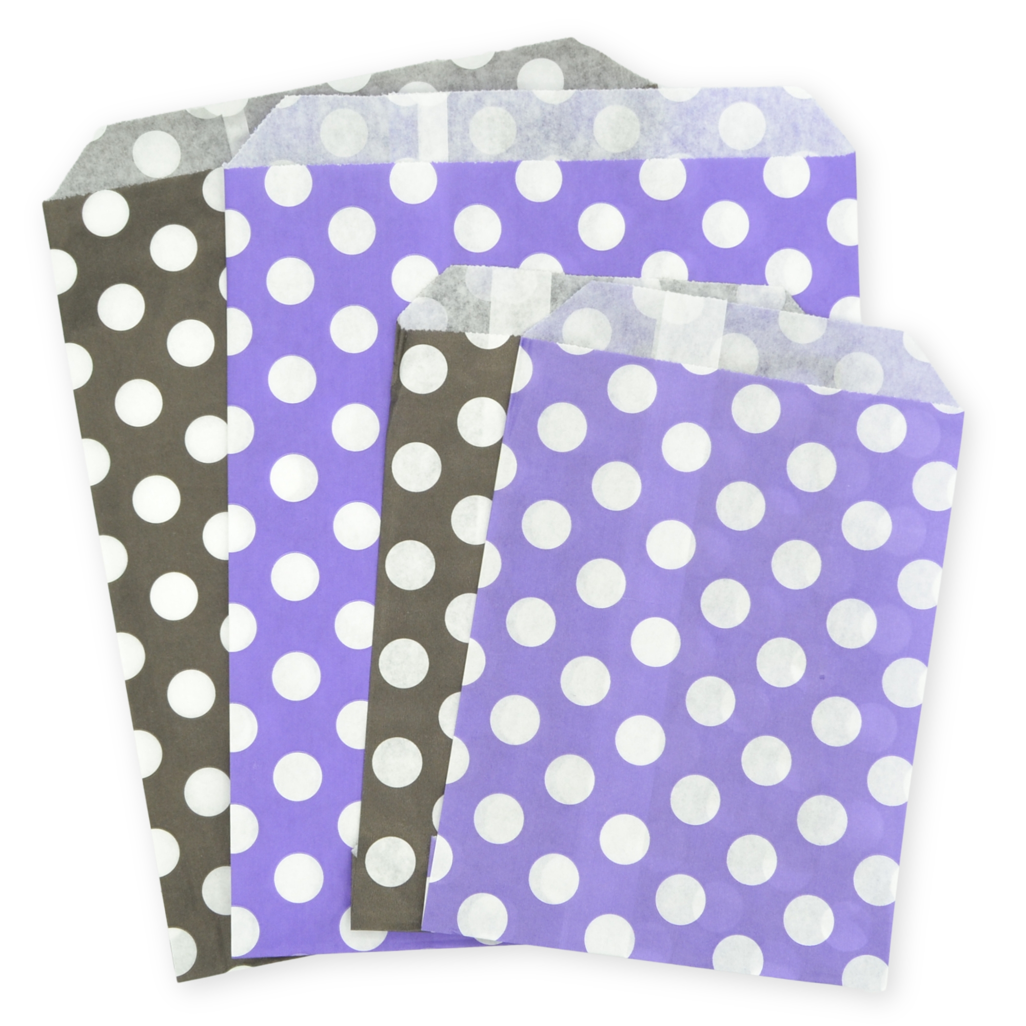 5" x 7" Black & Purple Polka Dot Paper Sweet Party Bags Halloween Mix - Image 2