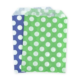 5" x 7" Blue & Green Polka Dot Paper Sweet Party Bags