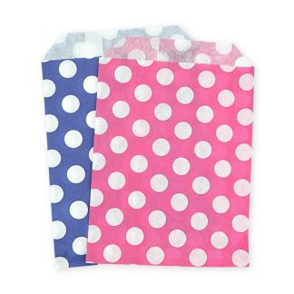 5" x 7" Blue & Pink Polka Dot Paper Sweet Party Bags