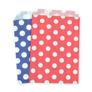 5" x 7" Blue & Red Polka Dot Paper Sweet Party Bags