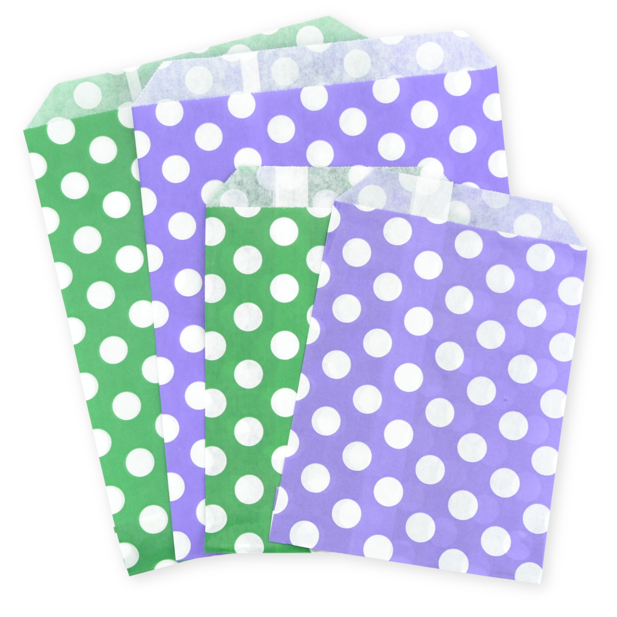 7" x 9" Green & Purple Polka Dot Paper Sweet Party Bags Halloween Mix - Image 2