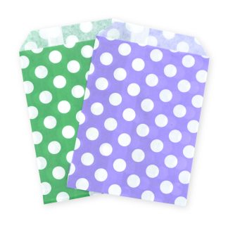 5" x 7" Green & Purple Polka Dot Paper Sweet Party Bags Halloween Mix