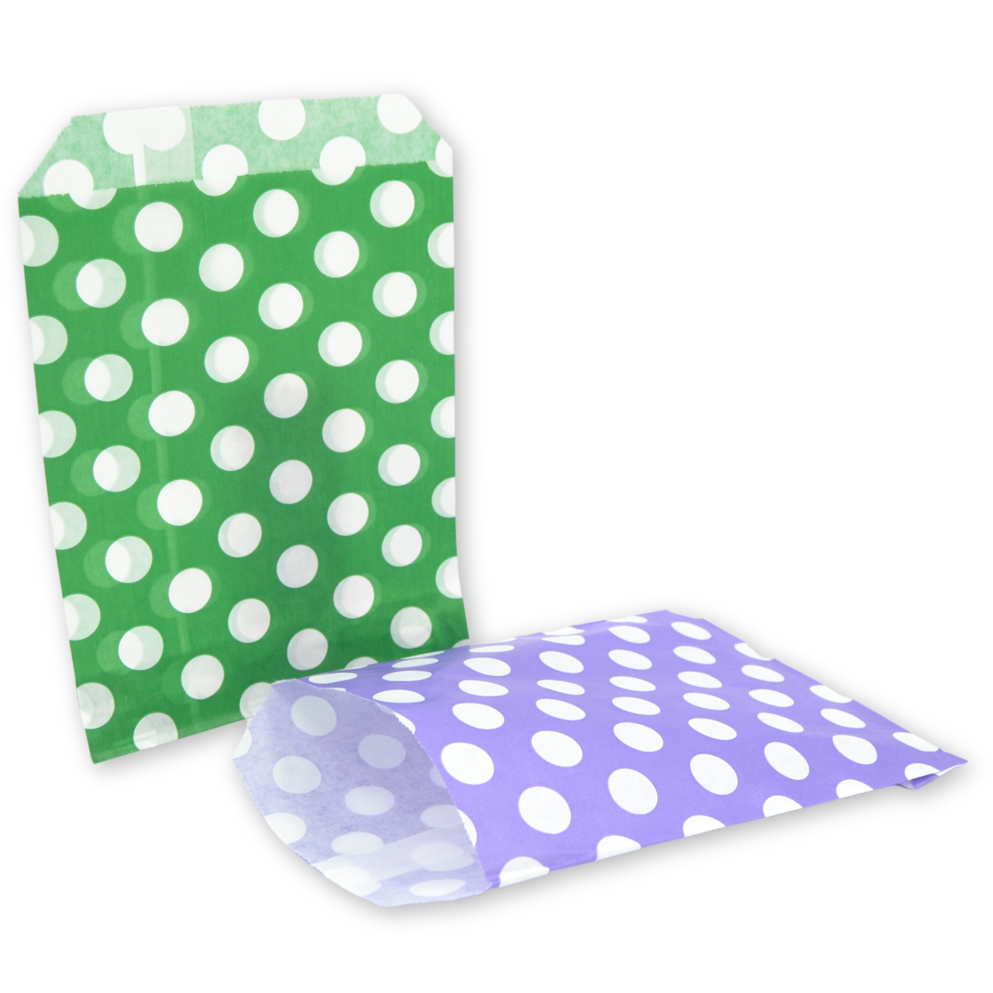 7" x 9" Green & Purple Polka Dot Paper Sweet Party Bags Halloween Mix - Image 3