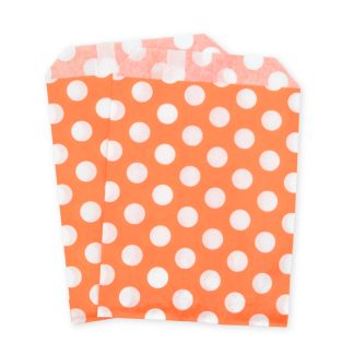 7" x 9" Orange Polka Dot Paper Sweet Party Bags