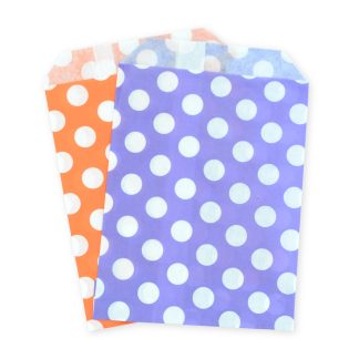 5" x 7" Orange & Purple Polka Dot Paper Sweet Party Bags Halloween Mix