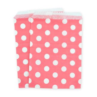 5" x 7" Watermelon Red Polka Dot Paper Sweet Party Bags