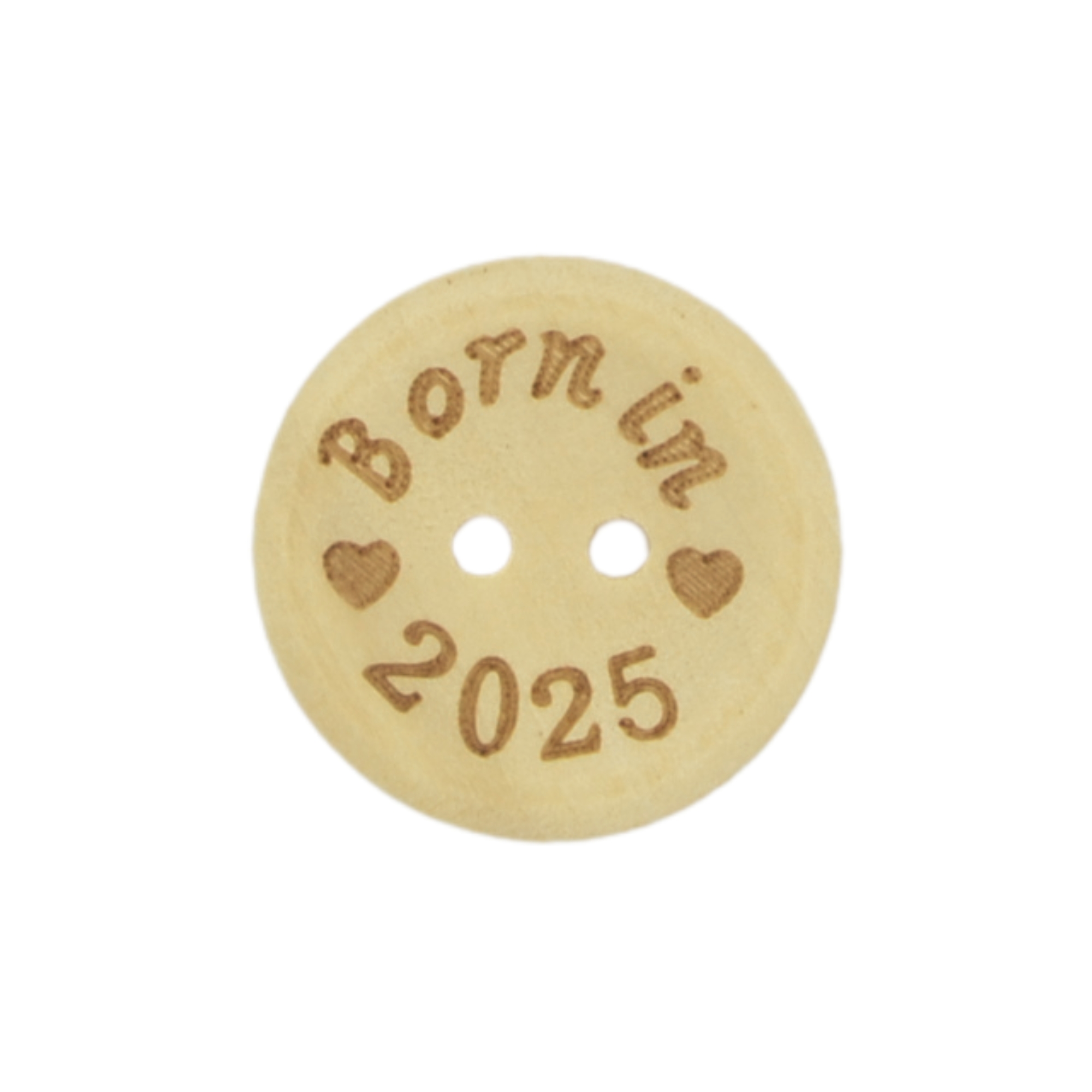 Printed Natural Wooden Buttons with Patterns or Quotes (Born in 2025 - 25mm) - Image 2