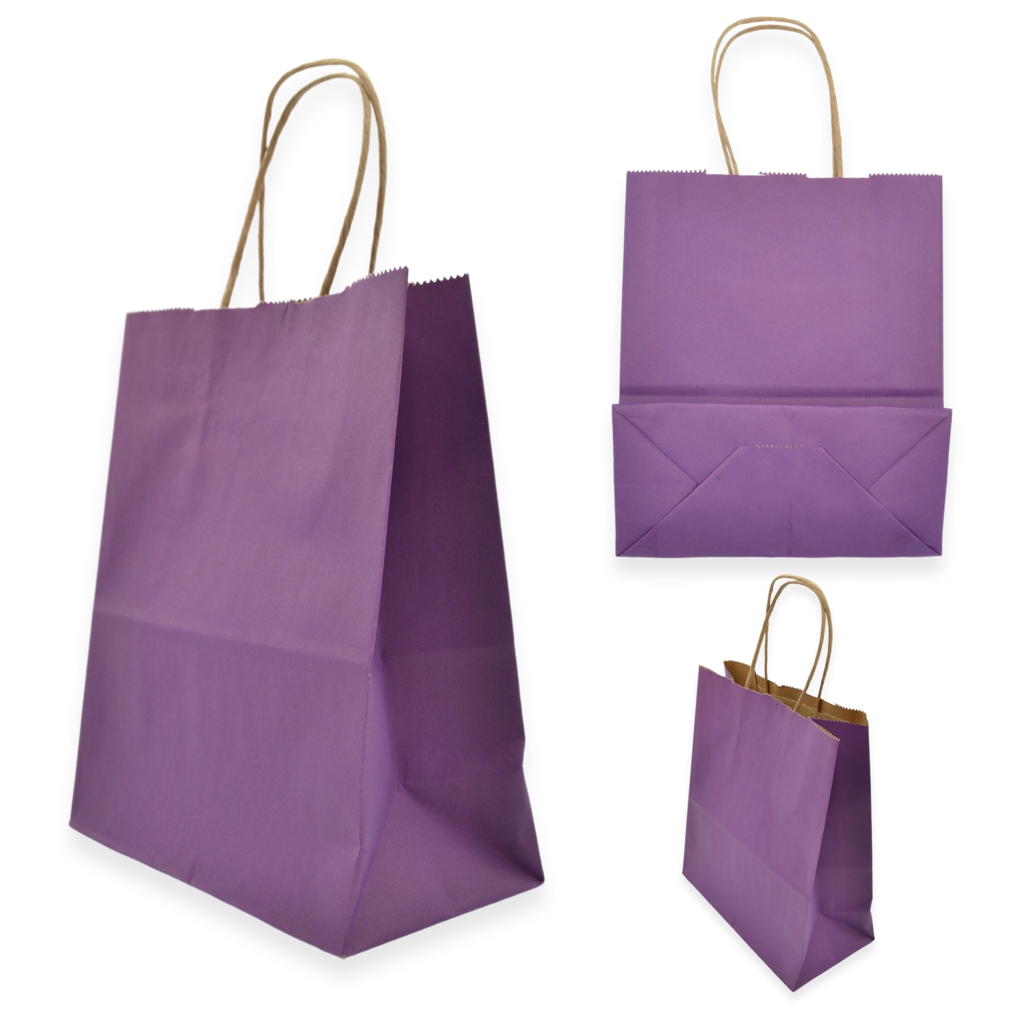 Dark Purple Block Bottom Paper Party Bags - Image 2