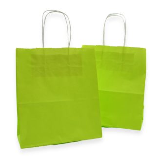 Neon Green Block Bottom Paper Party Bags