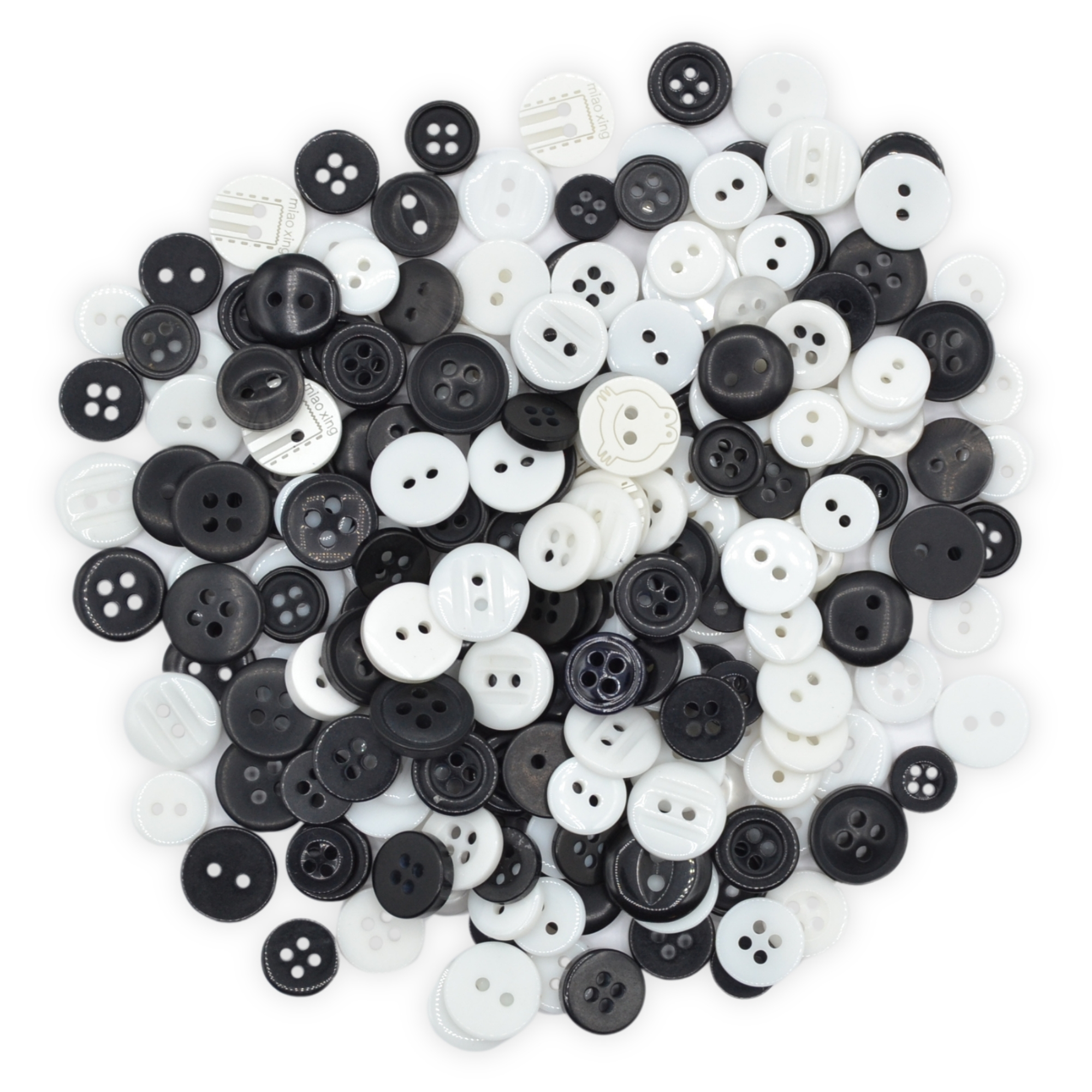 Tiny Black & White Buttons - Mixed Small Sizes