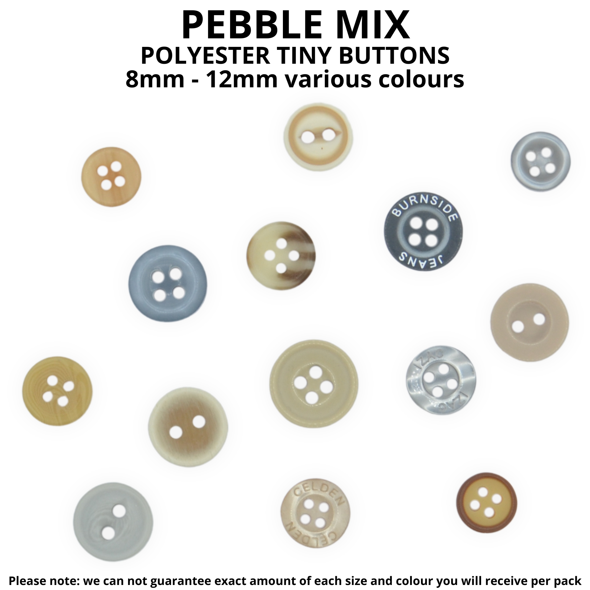 Tiny Pebble Mix Buttons - Mixed Small Sizes - Image 2