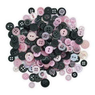 Tiny Pink & Black Buttons - Mixed Small Sizes