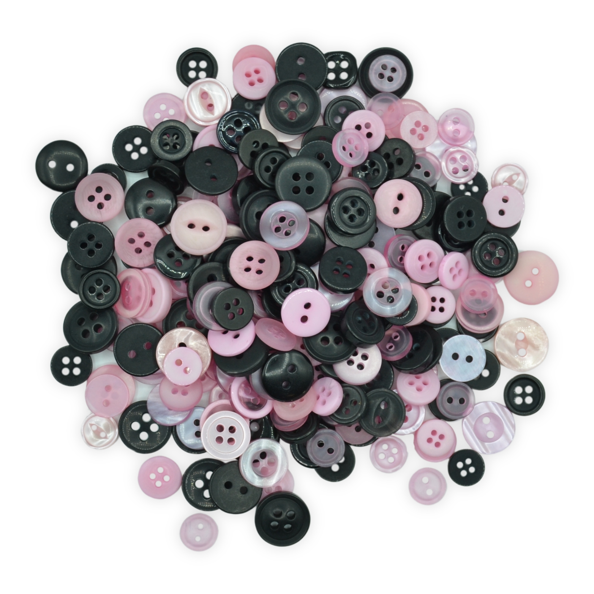 Tiny Pink & Black Buttons - Mixed Small Sizes
